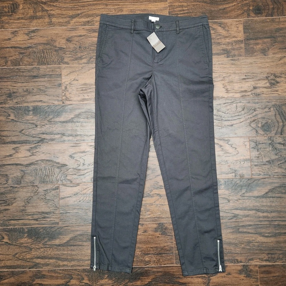 J. Jill Womens 12T Tall Granite Gray Tapered Leg Side Zip‎ Trousers Pants NWT